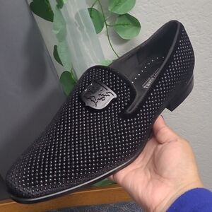 Stacy Adams Black Studded Loafers